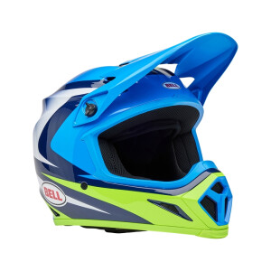 BELL MX-9 Mips Helm - Jackal Gloss Blue/Hi-Viz Yellow