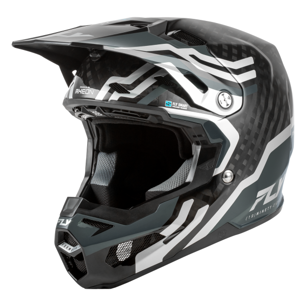 FLY RACING Formula S Carbon Byte Helm - Schwarz Carbon/Grau/Silver