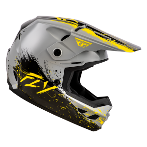 FLY RACING Kinetic Drip Jugend Helm - Grau/Schwarz/Gelb