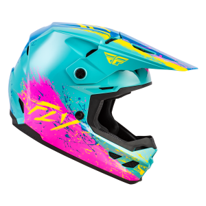 FLY RACING Kinetic Drip Jugend Helm - Turquoise/Rosa/Gelb