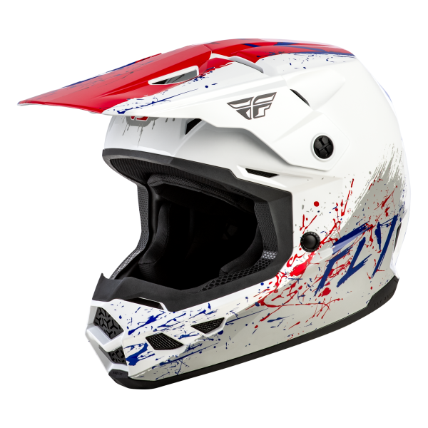 FLY RACING Kinetic Drip Jugend Helm - Rot/Weiß/Blau