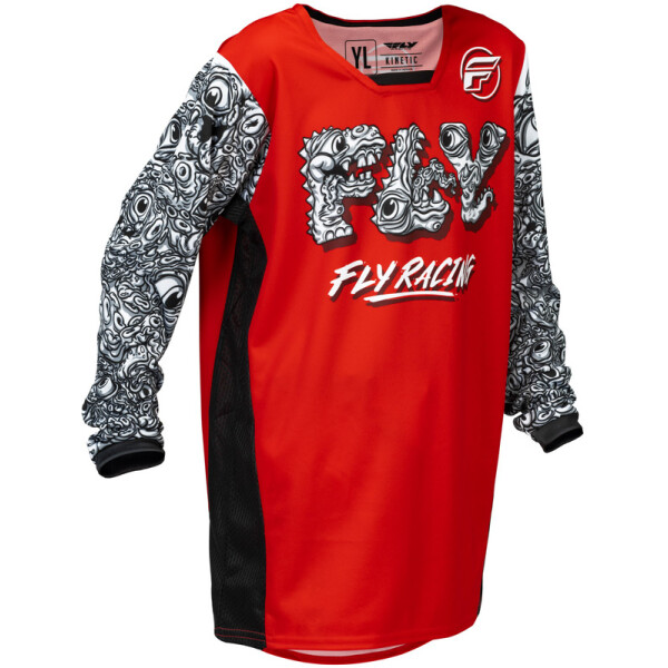 FLY RACING Kinetic Mutant Jugend Jersey - Rot/Schwarz/Weiß