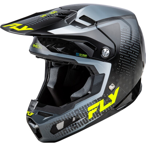 FLY RACING Formula S Carbon Protocol Helm - Schwarz Carbon/Grau/Hi-Vis