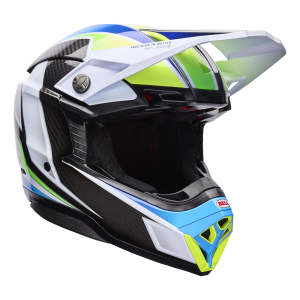 BELL Moto-10 Spherical Helm - Grid White/Blue