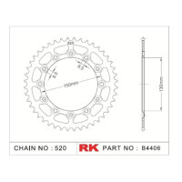 RK Kettenrad "4406" 520 Teilung - Yamaha YZ125-YZF450 Stahl