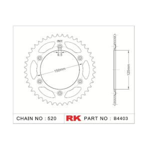 RK Kettenrad "4403" 520 Teilung -...