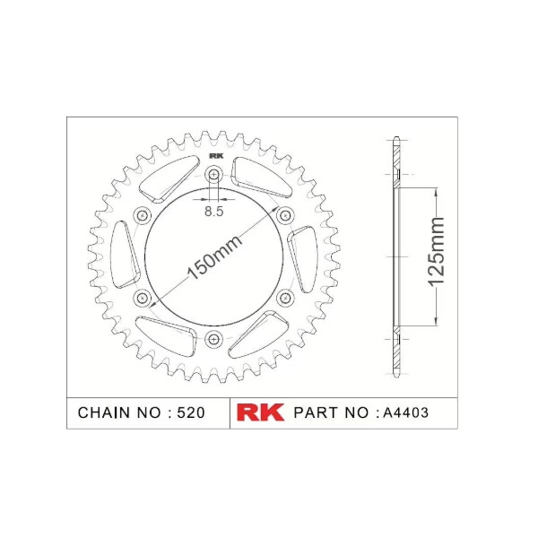 RK Kettenrad "A4403" 520 Teilung - KTM/GasGas/Husqvarna Aluminium orange