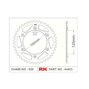 RK Kettenrad "A4403" 520 Teilung -...