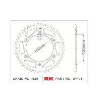 RK Kettenrad "A4403" 520 Teilung - KTM/GasGas/Husqvarna Aluminium orange