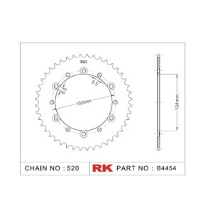 RK Kettenrad "4454" 520 Teilung Kawasaki KXF Stahl