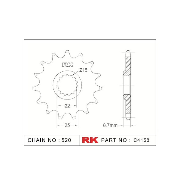 RK Antriebsritzel "4158" 520 Teilung Stahl KTM/Husqvarna/Gas Gas