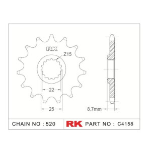 RK Antriebsritzel "4158" 520 Teilung Stahl...