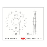 RK Antriebsritzel "4158" 520 Teilung Stahl KTM/Husqvarna/Gas Gas