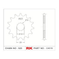 RK Antriebsritzel "4019" 520 Teilung Kawasaki/Yamaha
