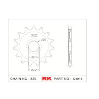 RK Antriebsritzel "4016" 520 Teilung Stahl Yamaha YZ125/YZ250F