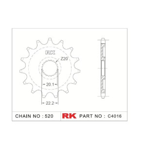 RK Antriebsritzel "4016" 520 Teilung Stahl...