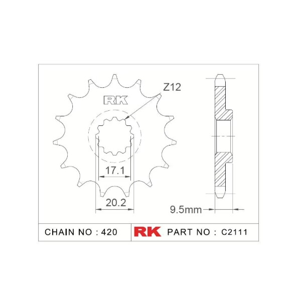 RK Antriebsritzel "2111" 420 Teilung Stahl MC65/SX65/TC65