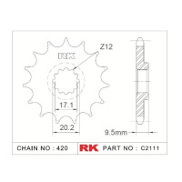 RK Antriebsritzel "2111" 420 Teilung Stahl MC65/SX65/TC65
