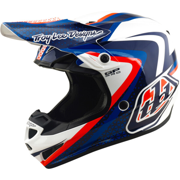 TROY LEE DESIGNS GP Pro Mips Helm Slides - Weiß/Blau