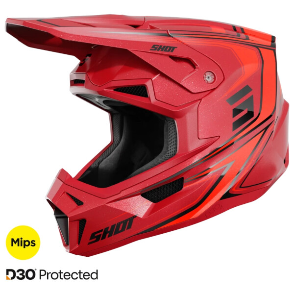 SHOT RACEGEAR Crosshelm "Lite Glory"  rot / schwarz glänzend