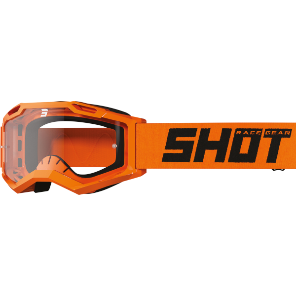 SHOT RACEGEAR Crossbrille "Assault 2.0 Solid" klar, neonorange / schwarz glänzend