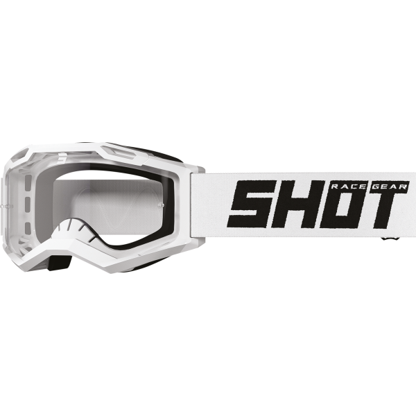 SHOT RACEGEAR Crossbrille "Assault 2.0 Solid" klar, weiß / schwarz glänzend